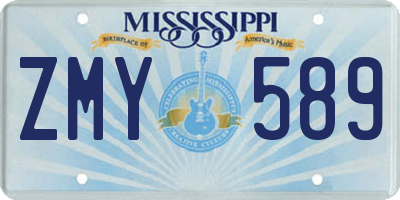 MS license plate ZMY589