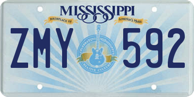 MS license plate ZMY592