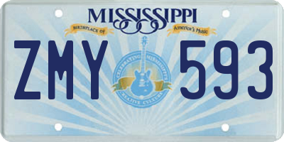 MS license plate ZMY593