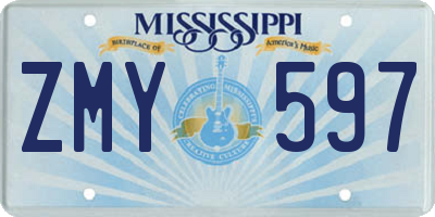 MS license plate ZMY597