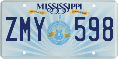 MS license plate ZMY598