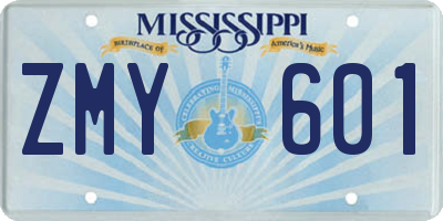 MS license plate ZMY601