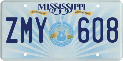 MS license plate ZMY608