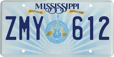MS license plate ZMY612