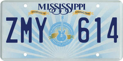 MS license plate ZMY614