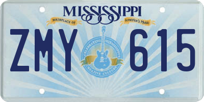 MS license plate ZMY615