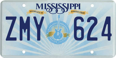 MS license plate ZMY624