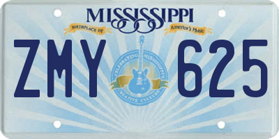 MS license plate ZMY625