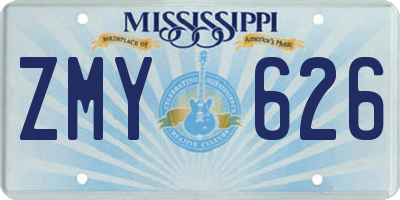 MS license plate ZMY626