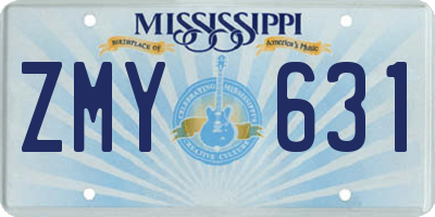 MS license plate ZMY631