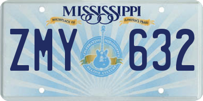 MS license plate ZMY632