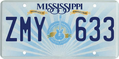 MS license plate ZMY633