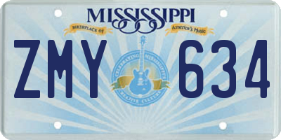 MS license plate ZMY634