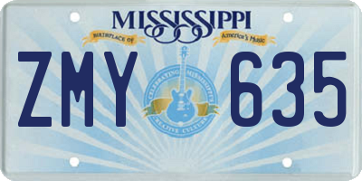 MS license plate ZMY635