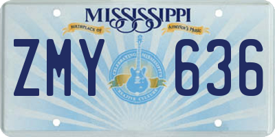 MS license plate ZMY636