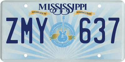 MS license plate ZMY637
