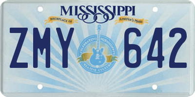 MS license plate ZMY642