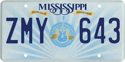 MS license plate ZMY643