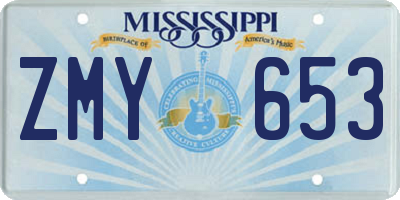 MS license plate ZMY653