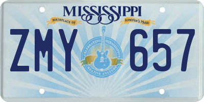 MS license plate ZMY657