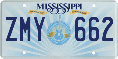 MS license plate ZMY662