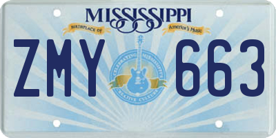 MS license plate ZMY663