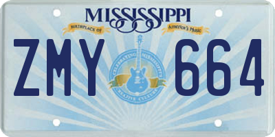 MS license plate ZMY664