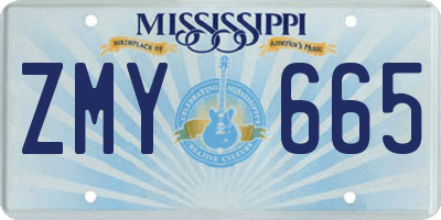 MS license plate ZMY665