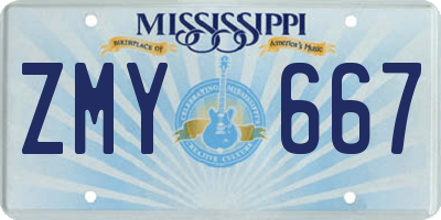 MS license plate ZMY667