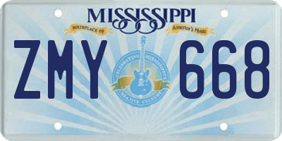 MS license plate ZMY668