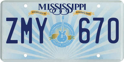 MS license plate ZMY670
