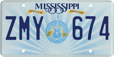 MS license plate ZMY674