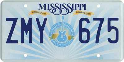 MS license plate ZMY675