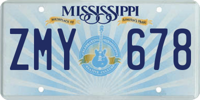 MS license plate ZMY678