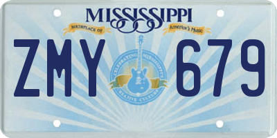 MS license plate ZMY679