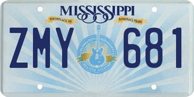 MS license plate ZMY681