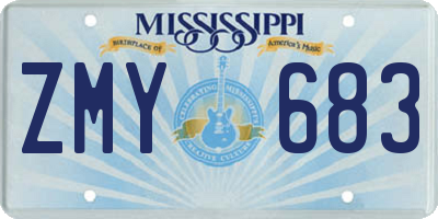 MS license plate ZMY683