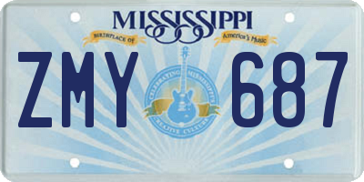 MS license plate ZMY687