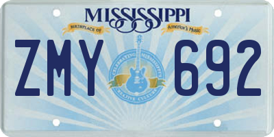 MS license plate ZMY692