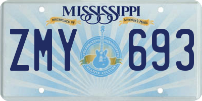 MS license plate ZMY693