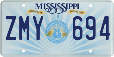MS license plate ZMY694