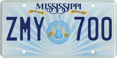 MS license plate ZMY700