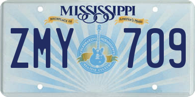 MS license plate ZMY709