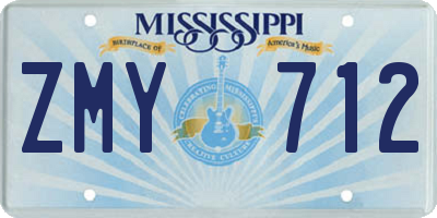 MS license plate ZMY712