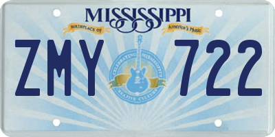 MS license plate ZMY722