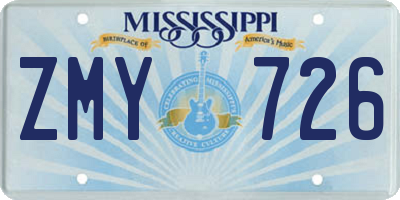 MS license plate ZMY726