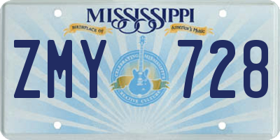 MS license plate ZMY728