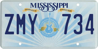 MS license plate ZMY734