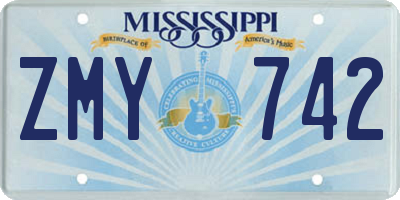 MS license plate ZMY742