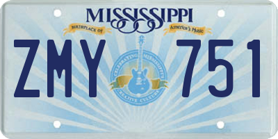 MS license plate ZMY751